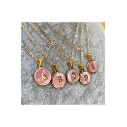 Collar Inicial Rosa Acero Inoxidable, 9509-59