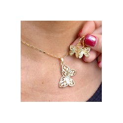 Set Collar Aretes Chapa de Oro CH1224-91