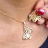 Set Collar Aretes Chapa de Oro CH1224-91