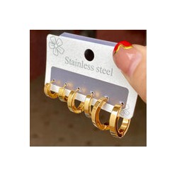 Set Aretes Acero Inoxidable 1249-52